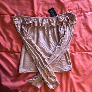 pink ruffled off shoulder crop top fashion nova